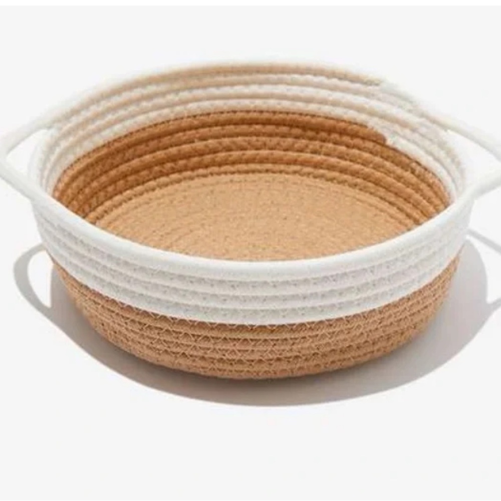 NWT Short Stories Large Rope Basket 9.8”x 9.8” taupe and cream